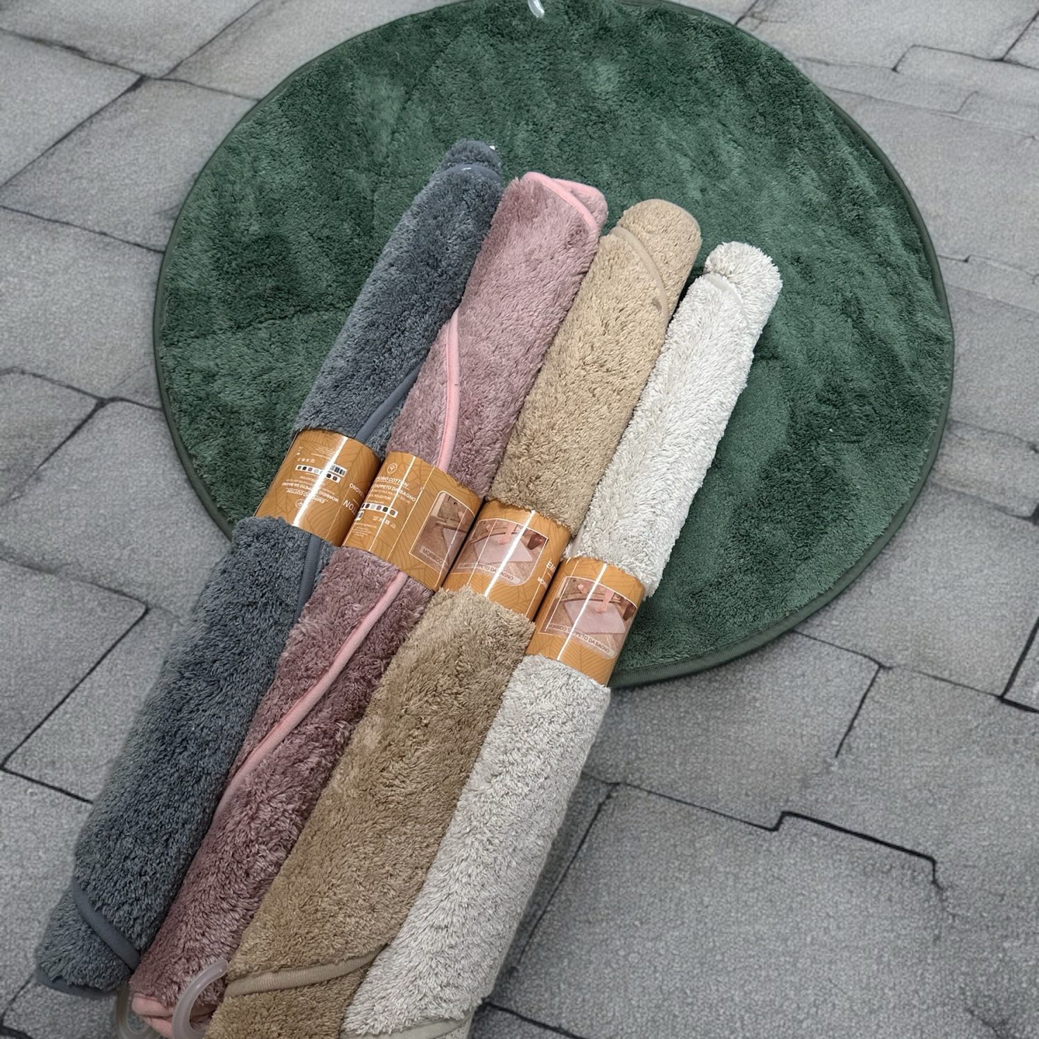 Tappeto da arredo Rotondo, Tappeto da bagno camosciato